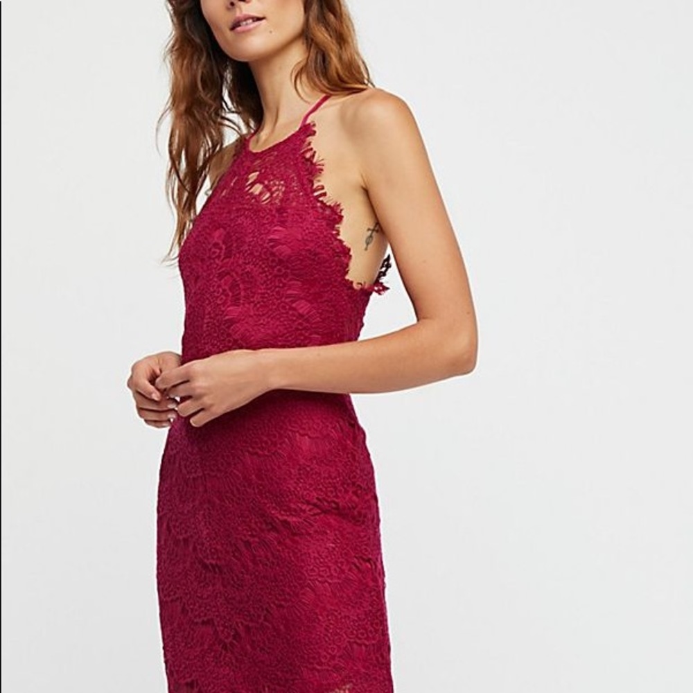Free People High Neck Lace Slip Dress